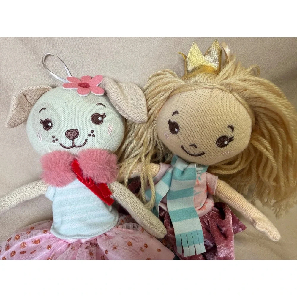 Sunny Days Entertainment Knit Plush Doll Set Rosie and Scrappy Ballerina Pink